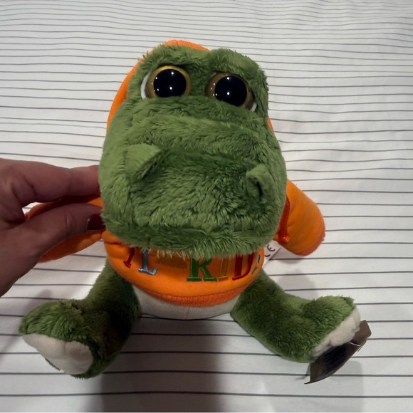 Florida Green Plush Alligator with Orange Hoodie Small - Picture 2 of 6